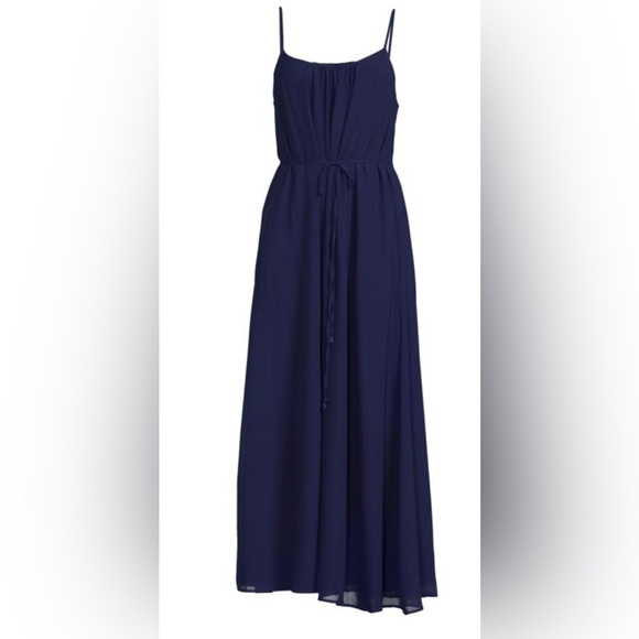 NEW Sam Edelman Royal Blue Belted Maxi Slip Dress Size Extra Small - Picture 3 of 4